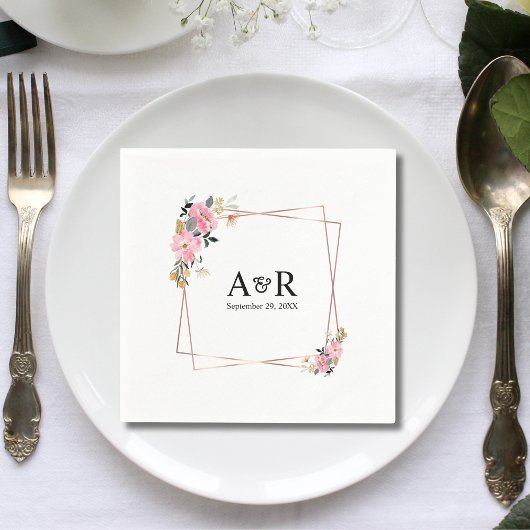 Einfache Minimal-Elegant-Monogram-Hochzeit Serviette
