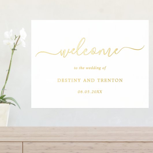 Einfache Minimal Elegante Begrüßung Foliendrucke (In Situ (Eingangstisch))