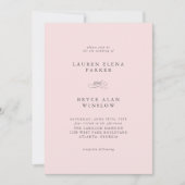 Einfache Minimal Elegante Blush Pink Hochzeit Einladung (Vorderseite)
