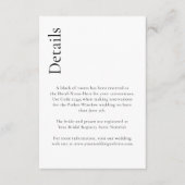 Einfache Minimal Elegante Details zur Hochzeit Begleitkarte (Vorderseite)
