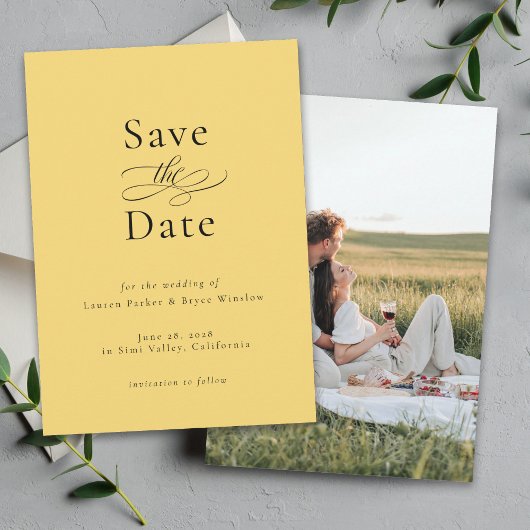 Einfache Minimal Elegante Hochzeit Save the Date Einladung