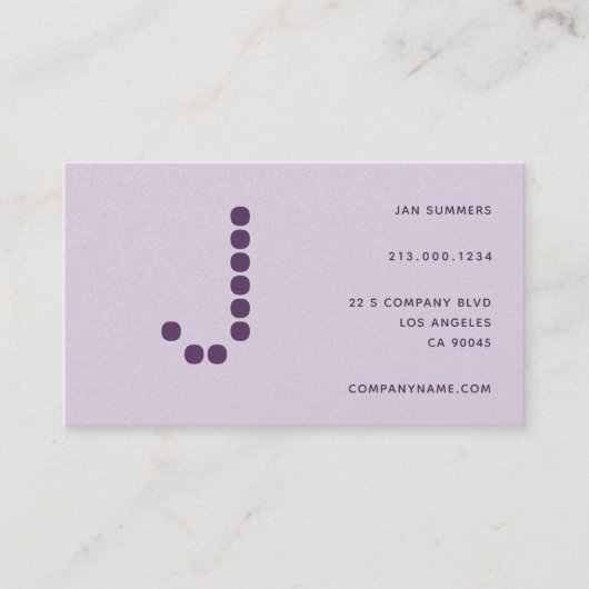 Einfache Minimal Elegante Pastel Soft Lila Grau Visitenkarte (Vorderseite)