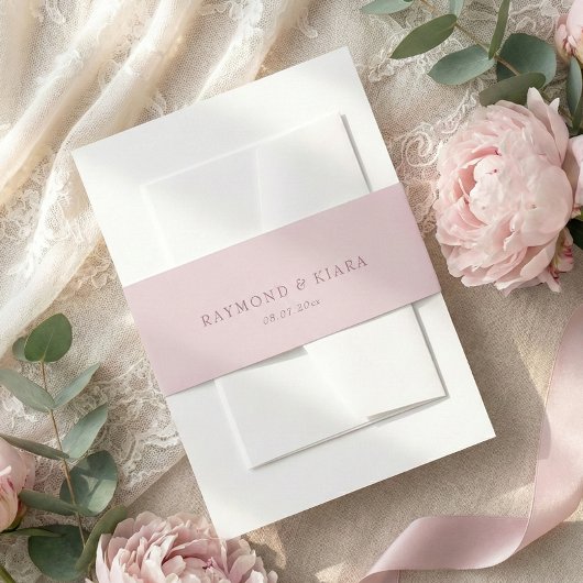 Einfache Minimal Elegante Rosa Hochzeit Einladungsbanderole