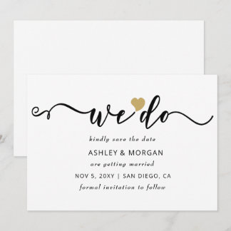 Einfache Minimal Elegante Script Gold Herz machen Save The Date