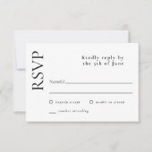 Einfache Minimal Elegante White Wedding RSVP Karte (Vorderseite)
