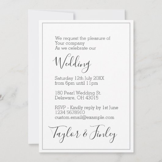 Einfache Minimal Elegantes Personalisiertes Foto H Einladung (Rückseite)