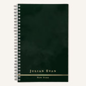 Einfache Minimal Emerald Green & Gold Shiny Spiral Notizblock (Vorderseite)