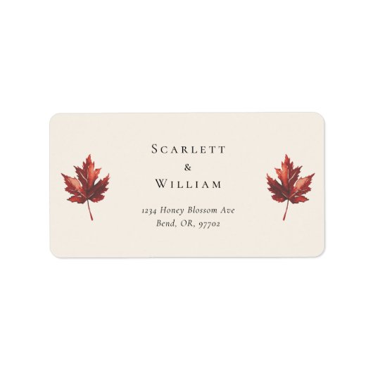 Einfache Minimal Fall Leaf Cream Wedding Address Adressaufkleber (Vorne)