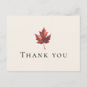 Einfache Minimal Fall Leaf Cream Wedding Vielen Da Postkarte (Vorderseite)