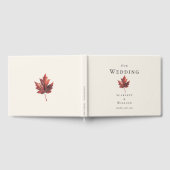 Einfache Minimal Fall Leaf Creme Hochzeit Gästebuch (Voll)