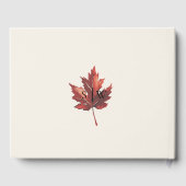 Einfache Minimal Fall Leaf Creme Hochzeit Gästebuch (Rückseite)