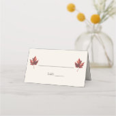 Einfache Minimal Fall Leaf Creme Hochzeit Platzkarte (Vorderseite)
