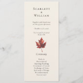 Einfache Minimal Fall Leaf Creme Hochzeit Programm (Vorderseite)