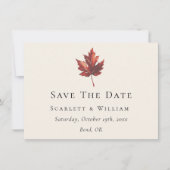 Einfache Minimal Fall Leaf Creme Hochzeit Save The Date (Vorderseite)