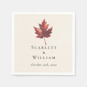 Einfache Minimal Fall Leaf Creme Hochzeit Serviette (Vorderseite)