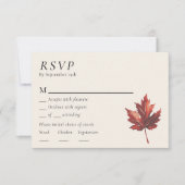 Einfache Minimal Fall Leaf Creme Wedding Menu UAWG RSVP Karte (Vorderseite)