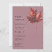 Einfache Minimal Fall Leaf Mauve Wir sind Verlobt Einladung (Vorderseite)