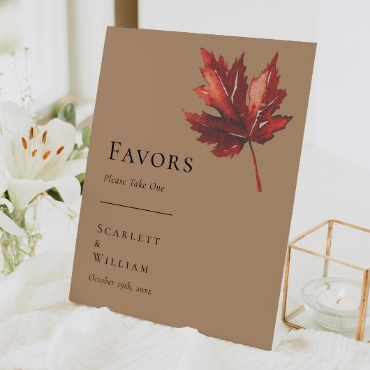 Einfache Minimal Fall Leaf Terracotta Gastgeschenk Sockelschild