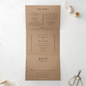 Einfache Minimal Fall Leaf Terracotta Wedding Dreifach Gefaltete Einladung (Innenseite)