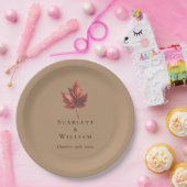 Einfache Minimal Fall Leaf Terracotta Wedding Pappteller (Party)