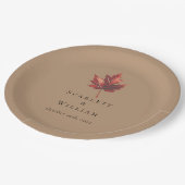 Einfache Minimal Fall Leaf Terracotta Wedding Pappteller (Schrägansicht)