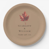 Einfache Minimal Fall Leaf Terracotta Wedding Pappteller (Vorderseite)