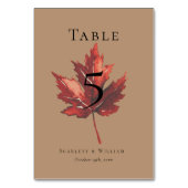Einfache Minimal Fall Leaf Terracotta Wedding Tischnummer (Vorderseite)