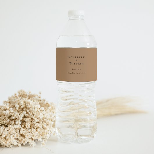 Einfache Minimal Fall Leaf Terracotta Wedding Wasserflaschenetikett