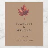 Einfache Minimal Fall Leaf Terracotta Wedding Weinetikett (Einzelnes Label)