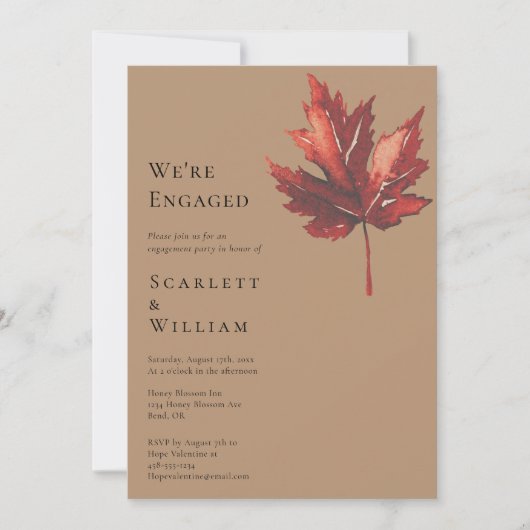 Einfache Minimal Fall Leaf Terracotta Wir sind Ver Einladung (Vorderseite)