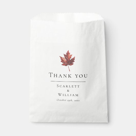 Einfache Minimal Fall Leaf Weiße Gastgeschenk Hoch Geschenktütchen (Vorderseite)
