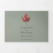 Einfache Minimal Fall Sage Grüne Hochzeit Dreifach Gefaltete Einladung (Cover)