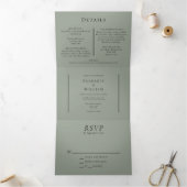 Einfache Minimal Fall Sage Grüne Hochzeit Dreifach Gefaltete Einladung (Innenseite)
