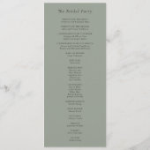 Einfache Minimal Fall Sage Grüne Hochzeit Programm (Rückseite)