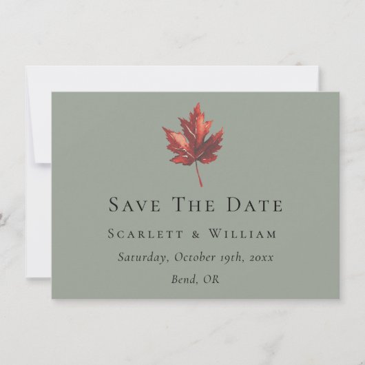 Einfache Minimal Fall Sage Grüne Hochzeit Save The Date (Vorderseite)