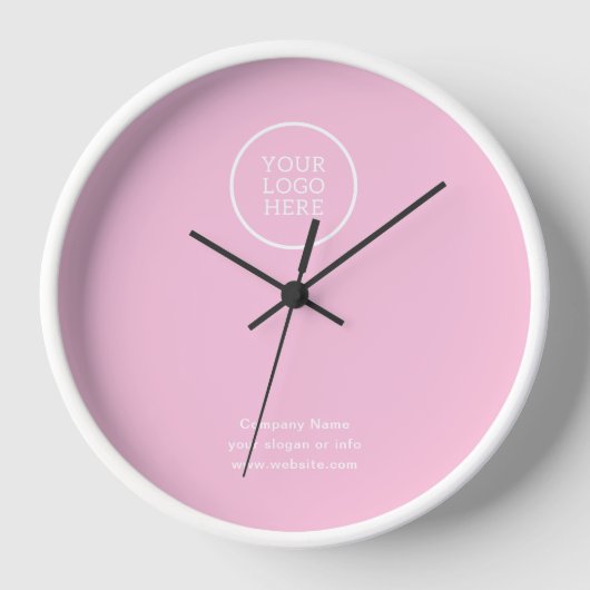 Einfache Minimal-Firmenlogo Rosa Uhr (Vorderseite)
