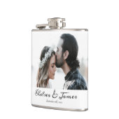 Einfache Minimal-Foto-Bezeichnung Hochzeit Flachmann (Links)