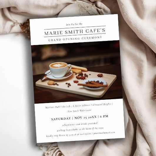 Einfache Minimal Foto Business Grand Opening Einla Dankeskarte