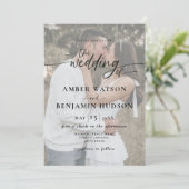 Einfache Minimal-Foto-Kalligrafie Moderne Hochzeit Einladung (Stehend Vorderseite)