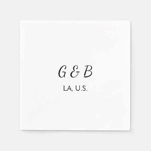 Einfache MINIMAL Fügen Sie Ihrem Paar den Namen St Serviette (Vorderseite)