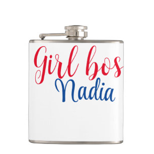 einfache minimal Girl Boss Namenstext Bild Geschäf Flachmann