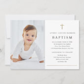 Einfache Minimal Gold Cross Religiöse Taufe Einladung (Vorderseite)
