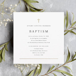 Einfache Minimal Gold Cross Religiöse Taufe Einladung