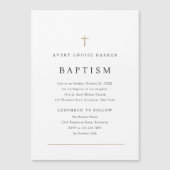 Einfache Minimal Gold Cross Religiöse Taufe Magneteinladung (Vorderseite)
