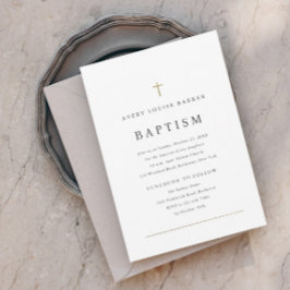 Einfache Minimal Gold Cross Religiöse Taufe Magneteinladung