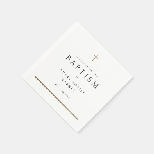 Einfache Minimal Gold Cross Religiöse Taufe Serviette (Ecke)