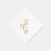 Einfache Minimal Gold Monogram Hochzeit Serviette (Ecke)