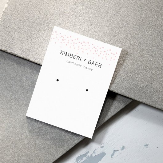 Einfache Minimal Gold Pink Confetti Ohrring Anzeig Visitenkarte