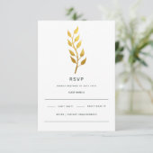 Einfache Minimal-Goldleaf-Hochzeit RSVP Karte (Stehend Vorderseite)