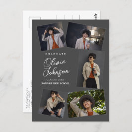 Einfache Minimal Graduate Gray 6 Foto Ankündigung Postkarte